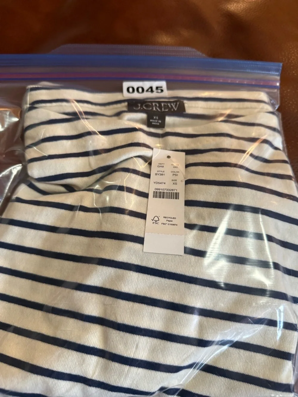 J. Crew Mariner Stripe Cropped Pearl Fringe Boatneck Top XS NWT - Picture 11 of 11